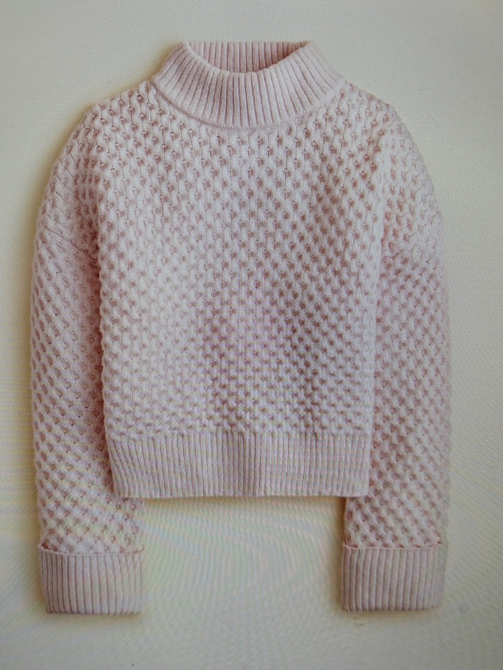 J. Crew Honeycomb mock neck Pale Pink Sweater